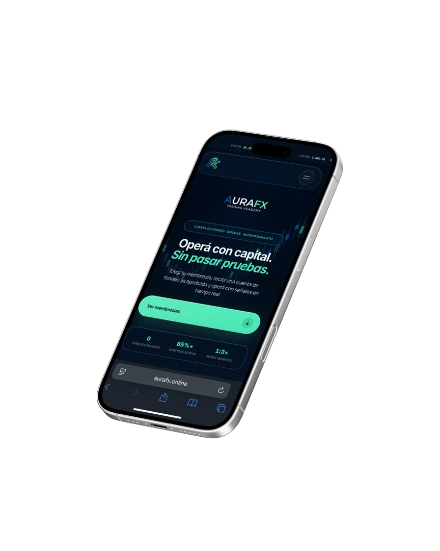 Sitio web de trading y cuentas de fondeo en un iPhone