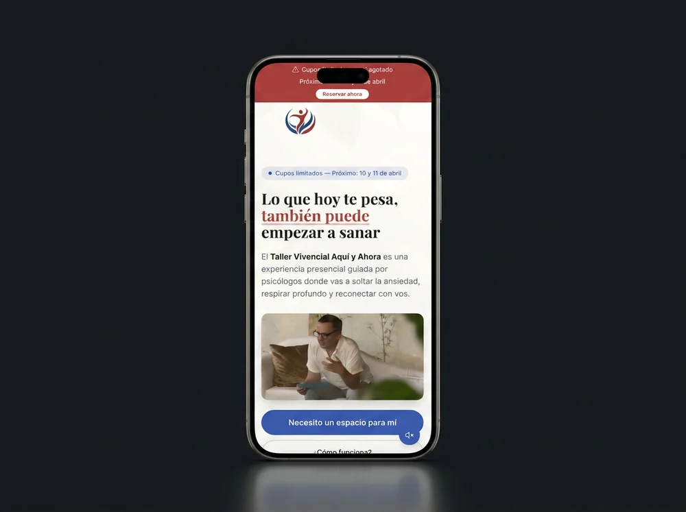 Sitio web de consultorio psicológico en un iPhone