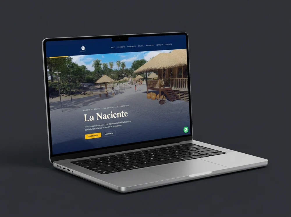 Sitio web de barrio cerrado en una laptop