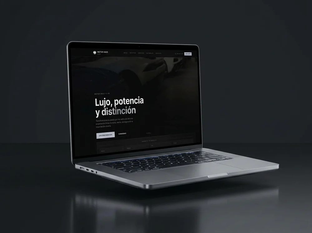 Sitio web automotriz en una laptop