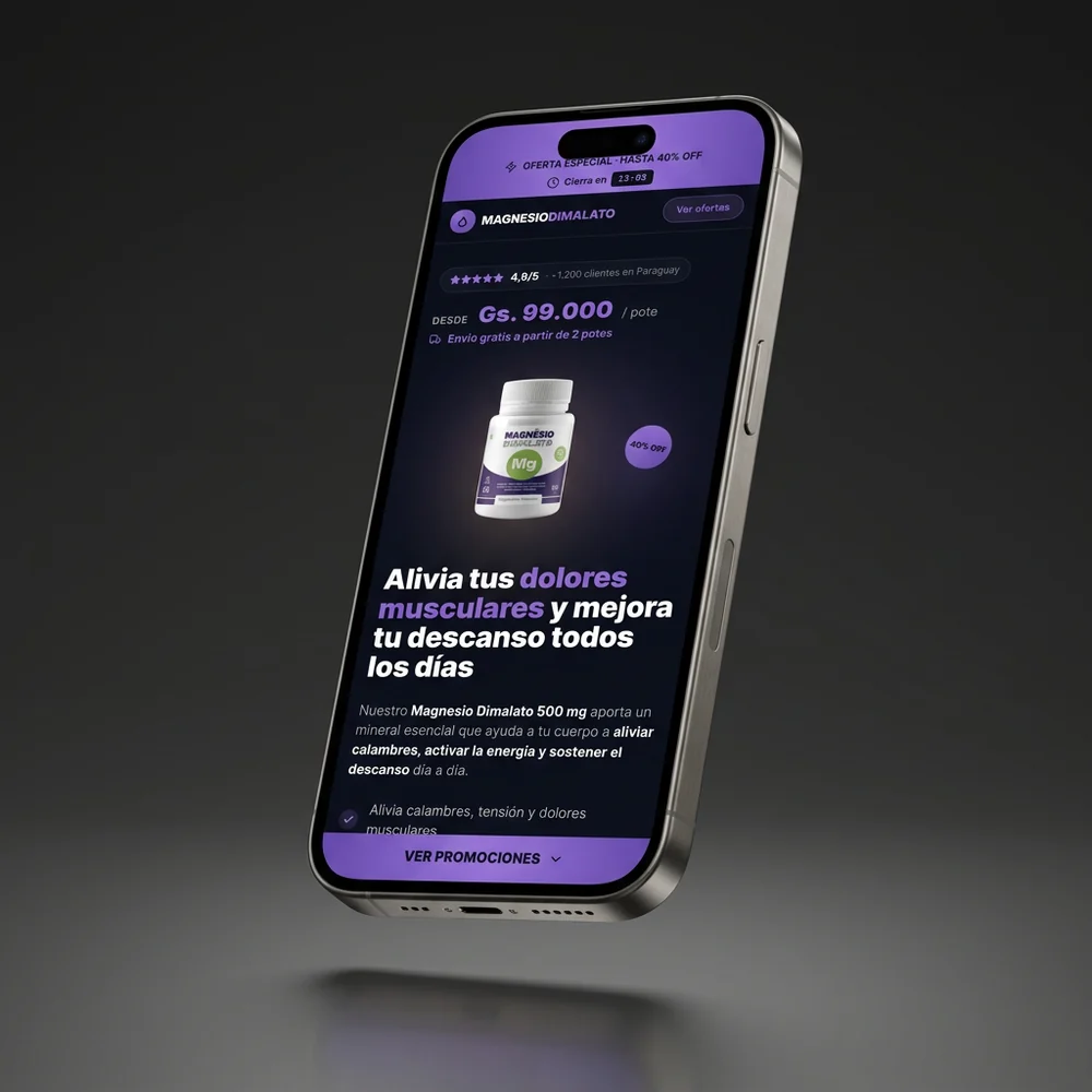 Sitio web de suplementos en un iPhone