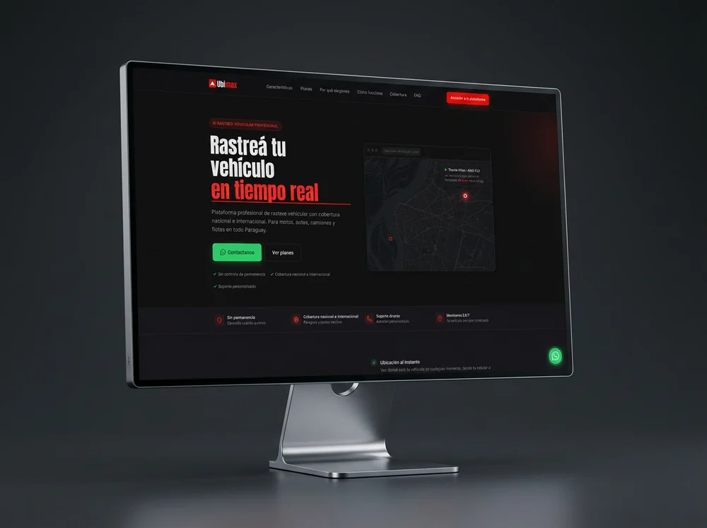Sitio web de rastreo vehicular en un monitor